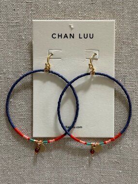 NWT Chan Luu Gold and Colorful Bead Hoop Earrings